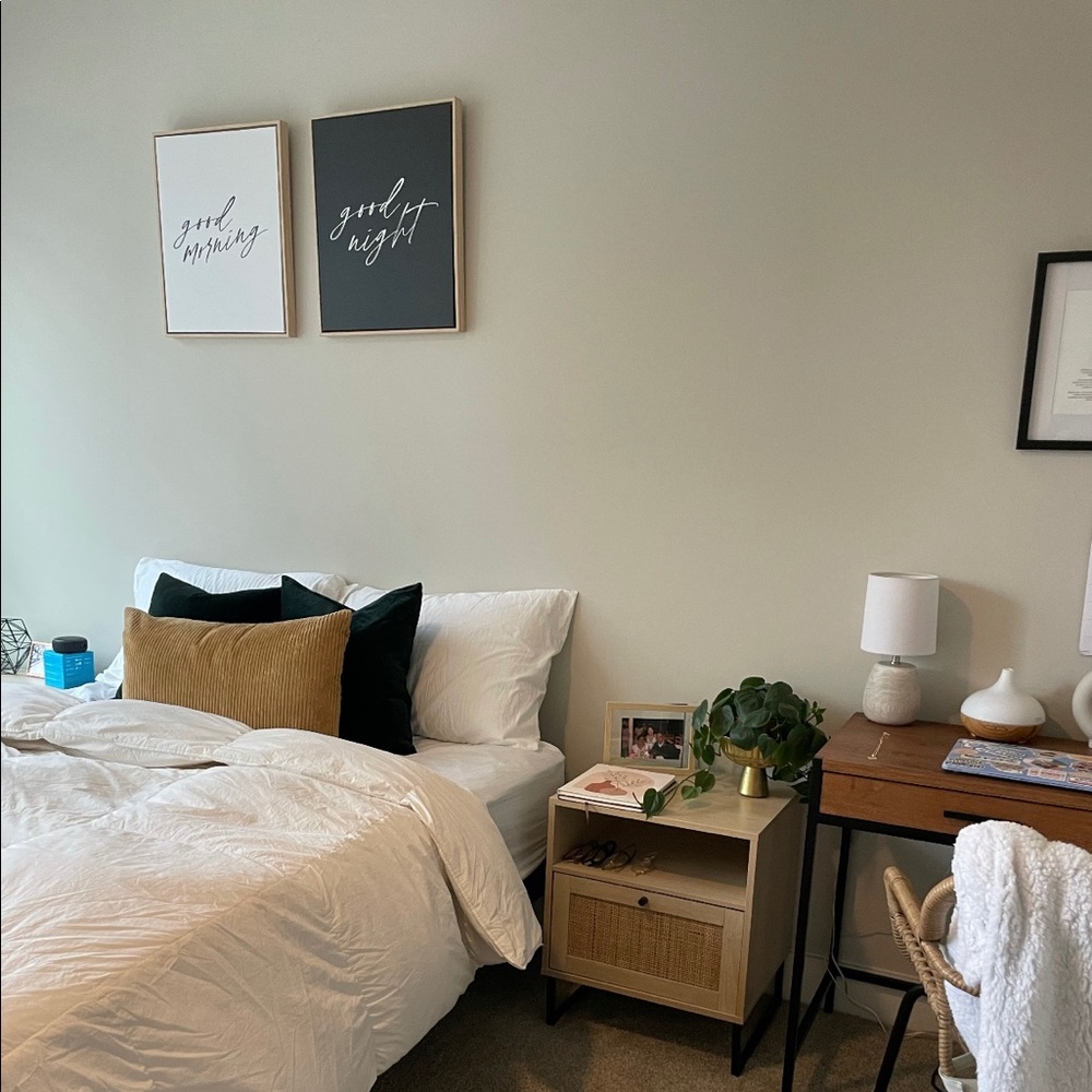 (2) Canvas Art Good Morning/Good Night Wooden Framed